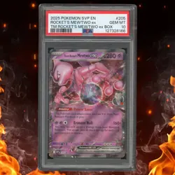 Pokemon Scarlet & Violet Black Star Promo TEAM ROCKET'S MEWTWO EX PSA 10 #205 - Image 1