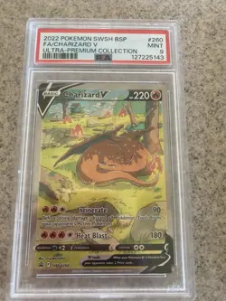 PSA 9 MINT Charizard V SWSH260 Black Star Promo Full Art Pokemon Card - Image 1