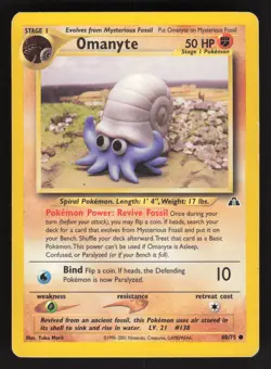Omanyte 60/75 Pokemon TCG Neo Discovery MP - Image 1