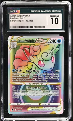 Pokemon Silver Tempest Alolan Vulpix VSTAR Rainbow Secret Rare #197/195 CGC 10 - Image 1