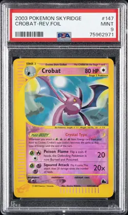 2003 POKEMON SKYRIDGE #147 CROBAT-REVERSE FOIL PSA 9 - Image 1
