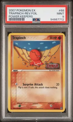 2007 POKEMON EX POWER KEEPERS #68 TRAPINCH-REVERSE FOIL PSA 9 - Image 1