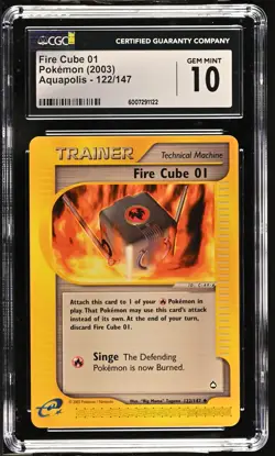 2003 Pokemon Aquapolis Fire Cube 01 CGC 10 122/147 - Image 1