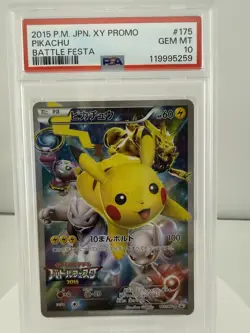 Pokemon Pikachu 2015 Battle Festa Japanese Full Art Promo 175/XY-P PSA 10 - Image 1