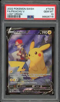 2022 Pokemon Pikachu V – Lost Origin Trainer Gallery TG16 PSA 10 - Image 1