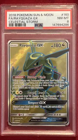 2018 Pokemon Sun & Moon FA/Rayquaza GX #160 Celestial Storm PSA 8 - Image 1
