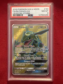 2018 Pokemon Sun & Moon FA/Rayquaza GX #160 Celestial Storm PSA 8 - Image 5