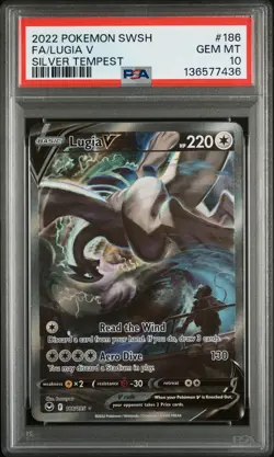 2022 POKEMON SWORD & SHIELD SILVER TEMPEST #186 FULL ART/LUGIA V PSA 10 - Image 1