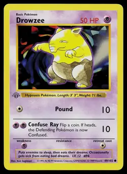 Pokemon Card - Drowzee 1st Edition Base Set Shadowless 49/102 - Image 1