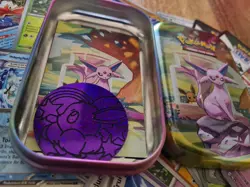 OPENED Prismatic Evolutions Mini Tin - Espeon w/ Card, Coin and x 24 Cards MINT! - Image 3