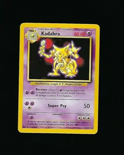 Kadabra - Pokemon Card Unlimited Edition Rare Non Holo Base Set 1999 32/102 NM/M - Image 1