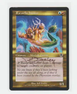 Magic the Gathering ~ Razorfin Hunter ~ LP ~ Apocalypse ~ Signed by Artist - Image 1