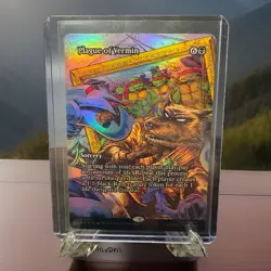 MTG Plague of Vermin Borderless Teenage Mutant Ninja Turtles Mythic 0007 Foil - Image 1