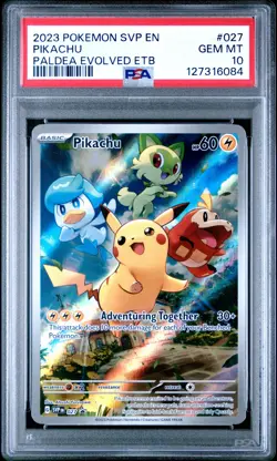 2023 POKEMON SVP EN-SV BLACK STAR PROMO #027 PIKACHU PSA 10 - Image 1