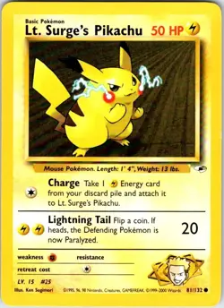 Pokemon | Gym Heroes | Lt. Surge's Pikachu | 081/132 | Unlimited | NM - Image 1