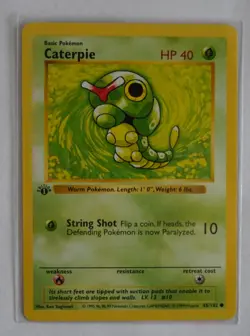 Pokemon TCG Caterpie 045/102 Base Set 1st Edition (Shadowless) - Image 1