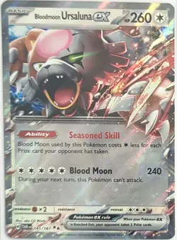Pokemon TCG - Holofoil Bloodmoon Ursaluna ex Double Rare 141/167 NM TWM - Image 1