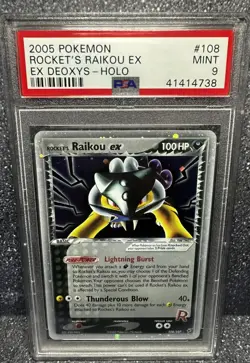 Rocket's Raikou Ex 108/107 Secret Rare Ultra Rare Pokemon Ex Deoxys PSA 9 MINT - Image 1