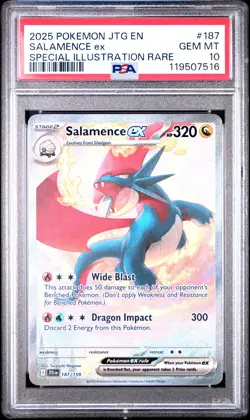 2025 POKEMON JTG EN-JOURNEY TOGETHER #187 SALAMENCE EX PSA 10 - Image 1