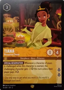 16/204 TIANA RESTAURANT OWNER AZURITE SEA LEGENDARY DISNEY LORCANA CARD - Image 1