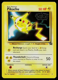 Pokemon Card - Pikachu (Movie Promo) WOTC Black Star Promo 4 Stamped - Image 1