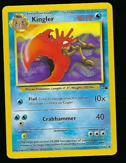 Kingler 38/62 - 1999 Fossil Set Pokemon Card - Rare Non Holo - NM/M - Image 1