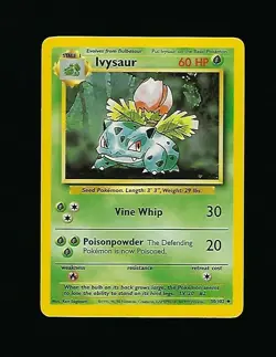 Pokemon Card Unlimited Edition Rare Non Holo Base Set 1999 Ivysaur 30/102 NM/M - Image 1