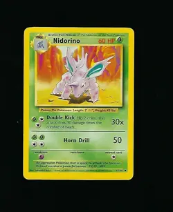 Nidorino Pokemon Card Unlimited Edition Rare Non Holo Base Set 1999 - 37 of 102 - Image 1