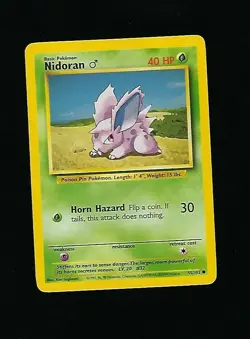 Nidoran 55/102 - Pokemon Card Unlimited Edition Rare Non Holo Base Set 1999 NM/M - Image 1