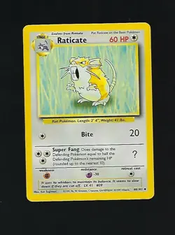 Raticate 40/102 - Pokemon Card Unlimited Edition Rare Non Holo Base Set 1999 - Image 1