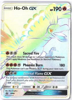 Pokemon TCG Ho-Oh GX Rainbow Holo Promo Card Sun & Moon SM80 LP - Image 1