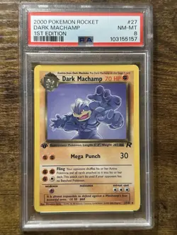 PSA 8 Team Rocket Dark Machamp 1st Edition Non Holo 27/82 Pokemon WOTC - Image 1