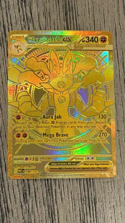 Pokemon TCG Mega Lucario ex 188/132 Gold Hyper Rare - Mega Evolution - Image 1