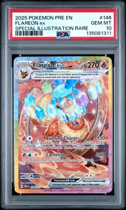 2025 POKEMON PRE EN-PRISMATIC EVOLUTIONS #146 FLAREON EX PSA 10 - Image 1