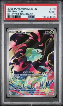 2025 POKEMON MEG EN-MEGA EVOLUTION ILLUSTRATION RARE #133 BULBASAUR PSA 9 - Image 1