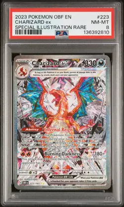 2023 POKEMON OBF EN-OBSIDIAN FLAMES SPECIAL ILLUSTRATION RARE CHARIZARD EX PSA 8 - Image 1