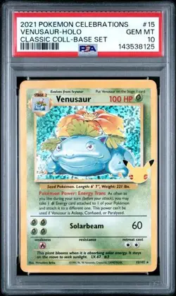 Pokemon PSA 10 GEM MINT Celebrations Venusaur 15/102 Classic Collection Holo - Image 1