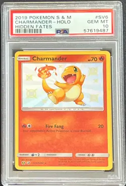 2019 Pokemon S & M Hidden Fates Shiny Vault #SV6 Charmander Holo GEM MINT PSA 10 - Image 1
