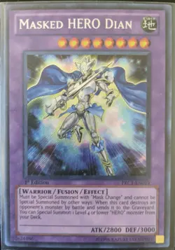 YuGiOh Masked HERO Dian Secret Rare 1st Edition PRC1-EN019 - Image 1