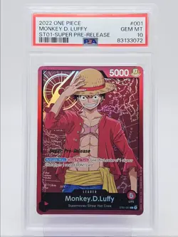 MONKEY D. LUFFY 2022 ONE PIECE ST01 SUPER PRE-RELEASE #1 PSA 10 Q1980 - Image 1