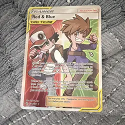 Pokemon 2019 Red & Blue Trainer Supporter Card 234/236 Cosmic Eclipse TAG TEAM - Image 3