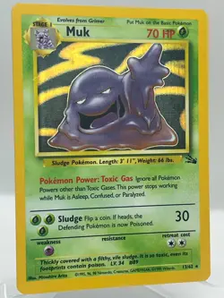 Muk 13/62 Fossil Unlimited Holo Rare 1999 Vintage Pokemon TCG Card - Image 2