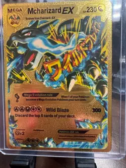 Mega M Charizard EX, Gold Foil Pokemon Card 230 Wild Blaze 300 - Image 1