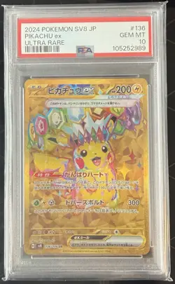 PSA 10 Pikachu ex SV8 136 Japanese Ultra Rare Pokemon Card GEM MINT - Image 1