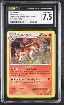 POKEMON LEGENDARY TREASURES CHARIZARD #19 COSMOS CGC 7.5 NM #6076934002 (SWIRL) - Image 1