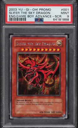 2003 YUGIOH GBI-001 SLIFER THE SKY DRAGON SECRET RARE PROMO PSA 9 MINT #6418188 - Image 1