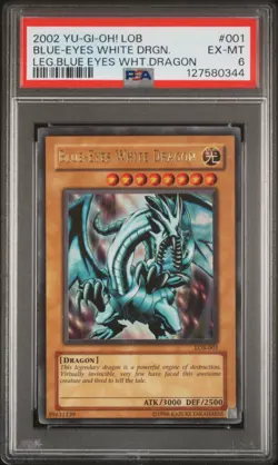 2002 Yu-Gi-Oh! Blue-Eyes White Dragon LOB-001 Ultra Rare PSA 6 Original Vintage - Image 1