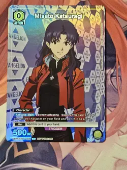 Union Arena Evangelion Event Pack Misato Katsuragi Sliver Foil NM - Image 1