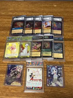 13 Card LOT Lorcana Weiss Schwarz Disney 100 Lycee CGC DGA RAW 9/9.5/10 - Image 1