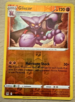 Pokemon TCG Gliscor 096/196 Lost Origin Reverse Holo Rare Card - Image 1